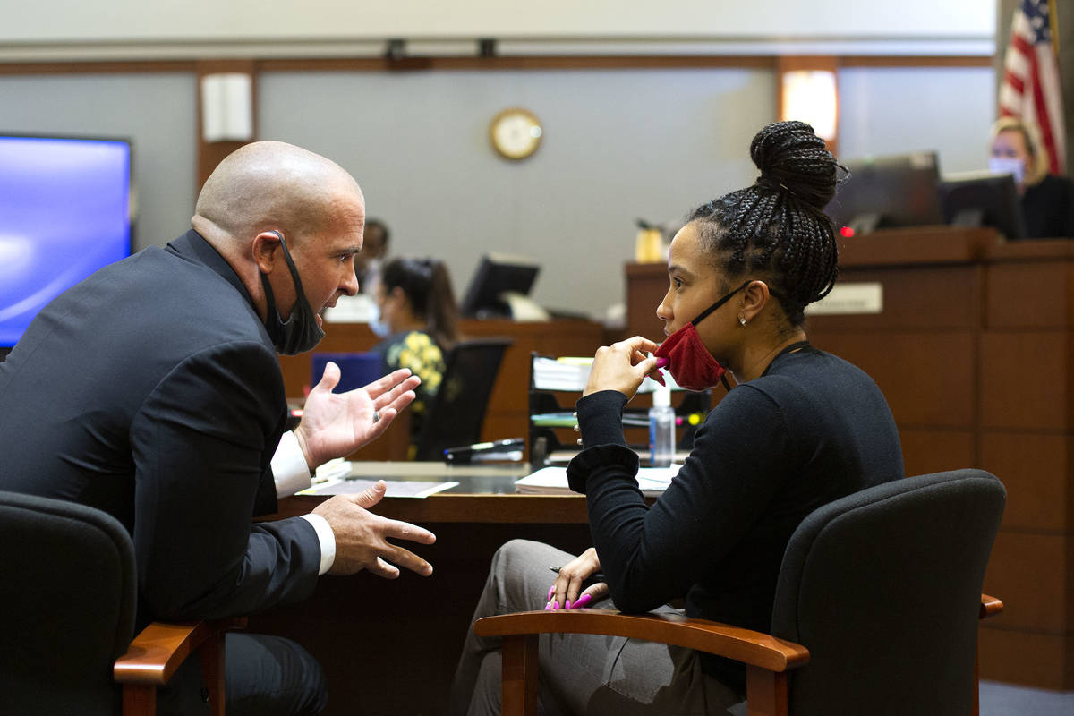 Lead prosecutor John Giordani converses with prosecutor Leah Beverly during a preliminary heari ...