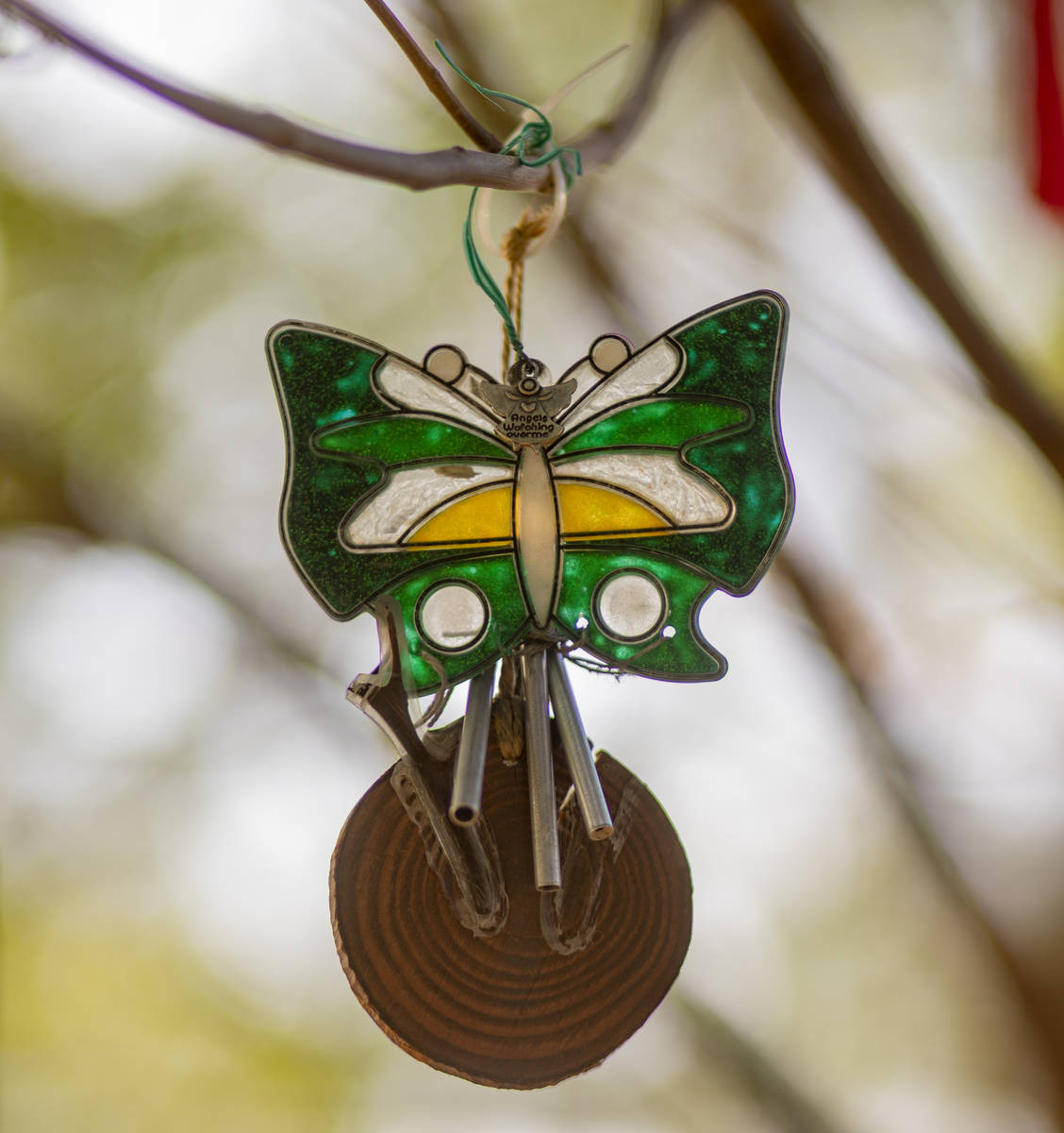 Relics seen adorning memorials for victims of Route 91, at the Las Vegas Healing Garden, in Las ...