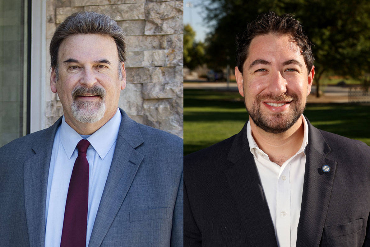 Michael Thomas, left, and Michael Naft, candidates for Clark County Commission, District A (Rac ...