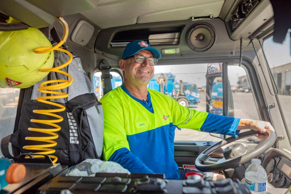 Jerry Bates is a senior truck driver with Republic Services in North Las Vegas, Thursday, Sept. ...