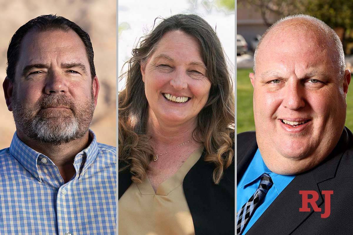 Kevin Williams, left, Marilyn Kirkpatrick and Warren Markowitz, candidates for Clark County Com ...