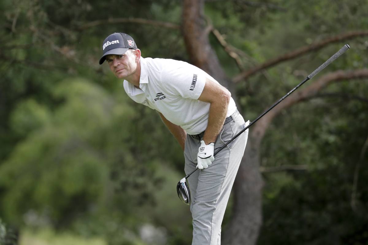 Brendan Steele watches his drive on the second hole during the second round of the Workday Char ...