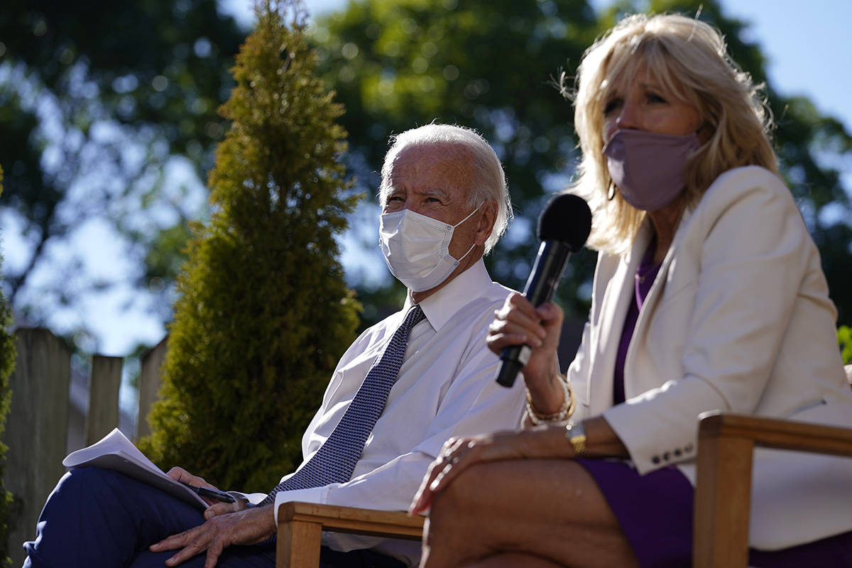 Democratic presidential candidate former Vice President Joe Biden and his wife Jill Biden meet ...