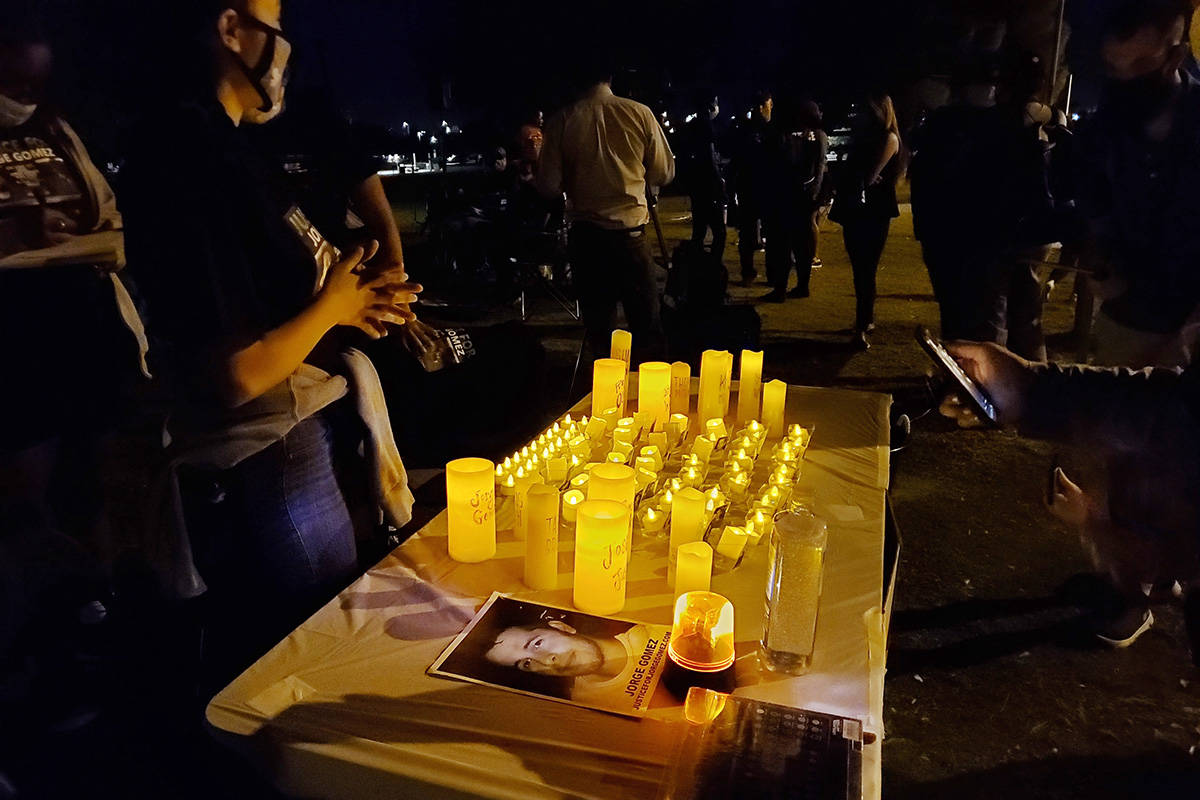 A vigil held Wednesday night, Sept. 9, 2020, at Lorenzi Park park in Las Vegas was dedicated to ...