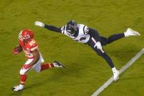 Kansas City Chiefs running back Clyde Edwards-Helaire (25) scores a touchdown on a 27-yard run ...