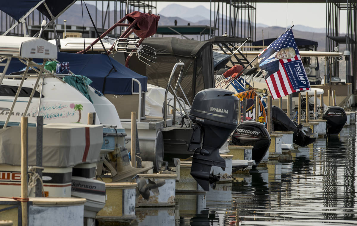 Some boats are already prepared for the President Donald Trump boat parade Saturday at the Lake ...