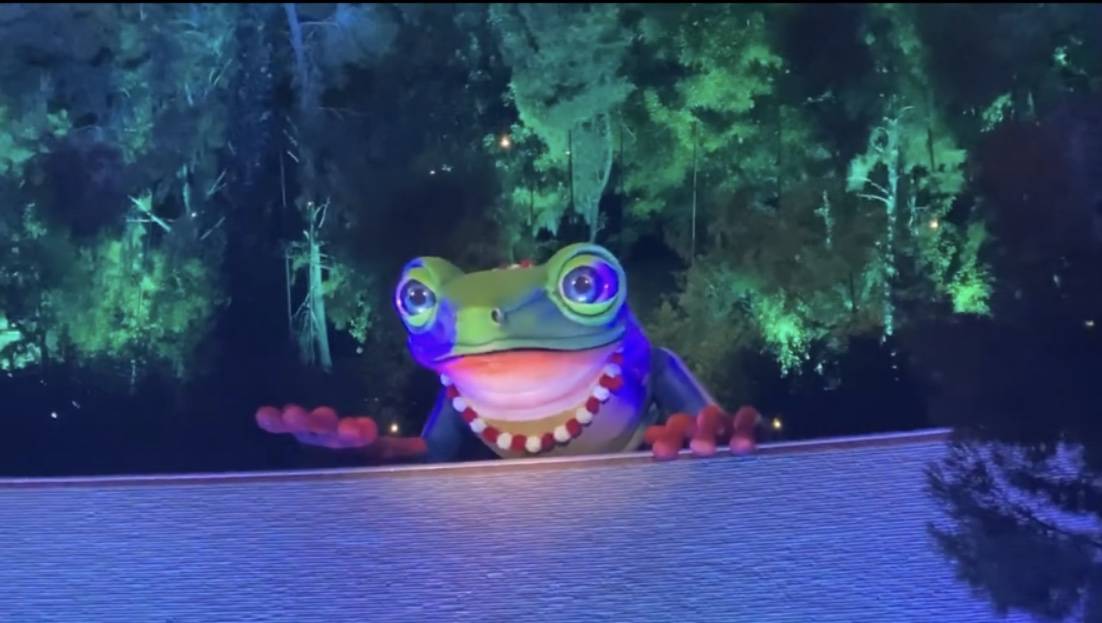 The giant frog singing "Somewhere Over The Rainbow" is shown at Lake of Dreams at Wynn Las Vega ...