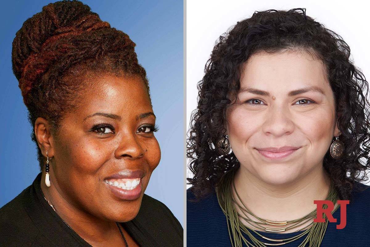 Tameka Henry, left, and Evelyn Garcia Morales, candidates for Clark County School District, ...