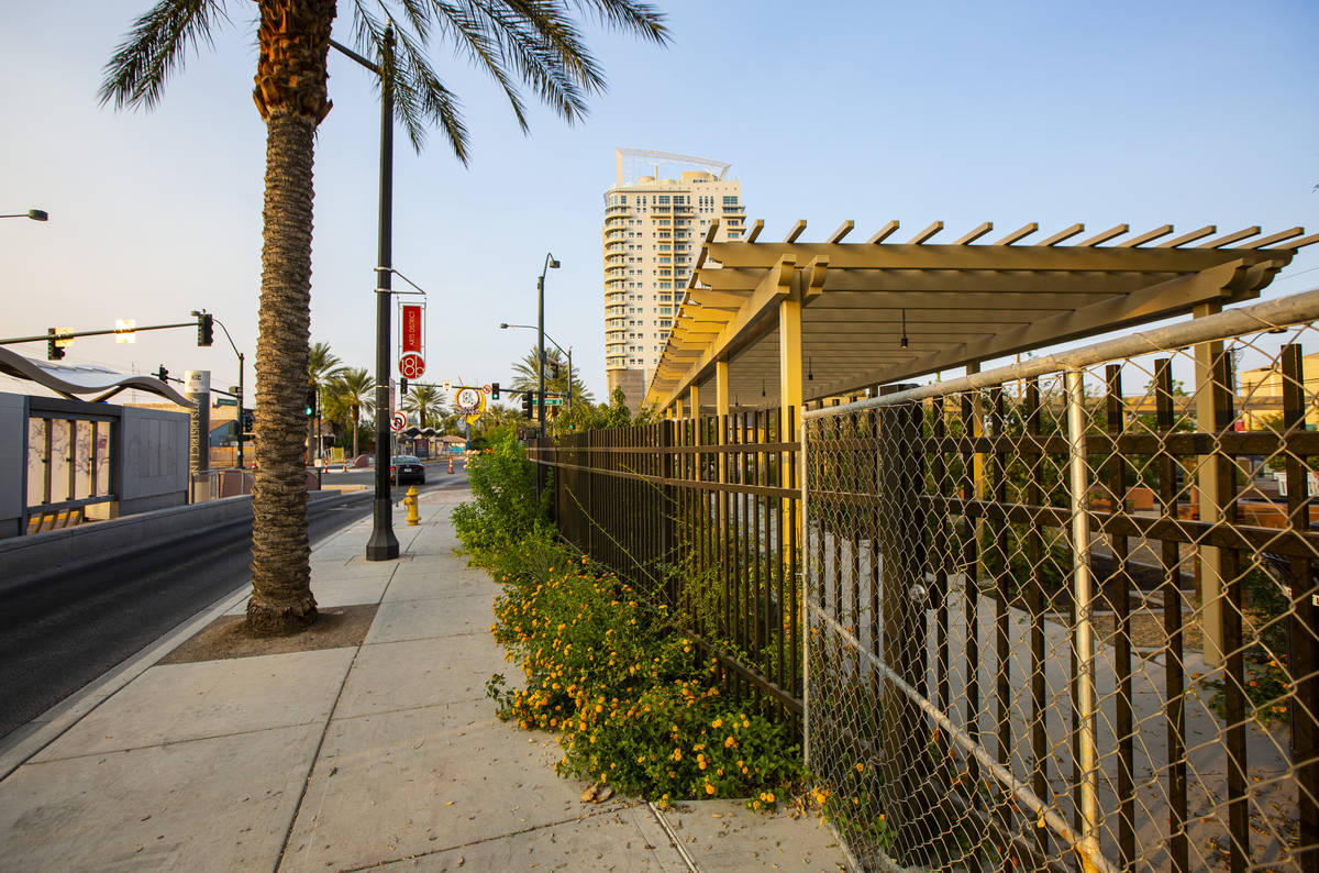 Construction continues on the Storytelling Garden, adjacent to the Las Vegas Community Healing ...