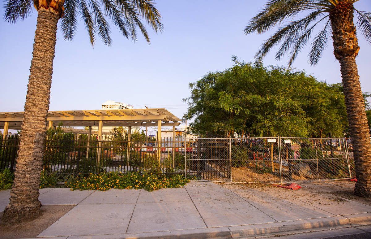 Construction continues on the Storytelling Garden, adjacent to the Las Vegas Community Healing ...