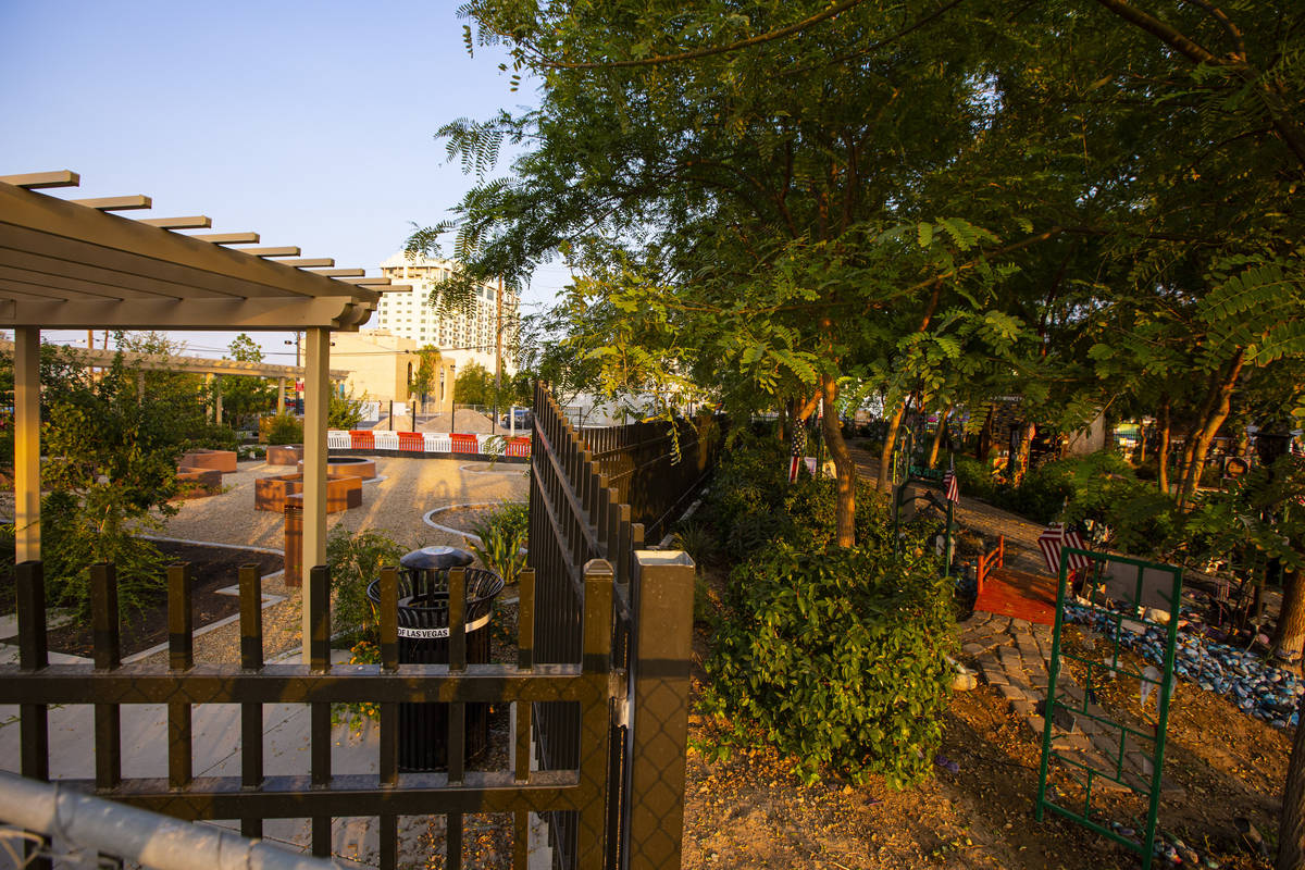 Construction continues on the Storytelling Garden, adjacent to the Las Vegas Community Healing ...