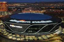 Aerial view of Allegiant Stadium on Friday, July 31, 2020, in Las Vegas. (Michael Quine/Las Veg ...