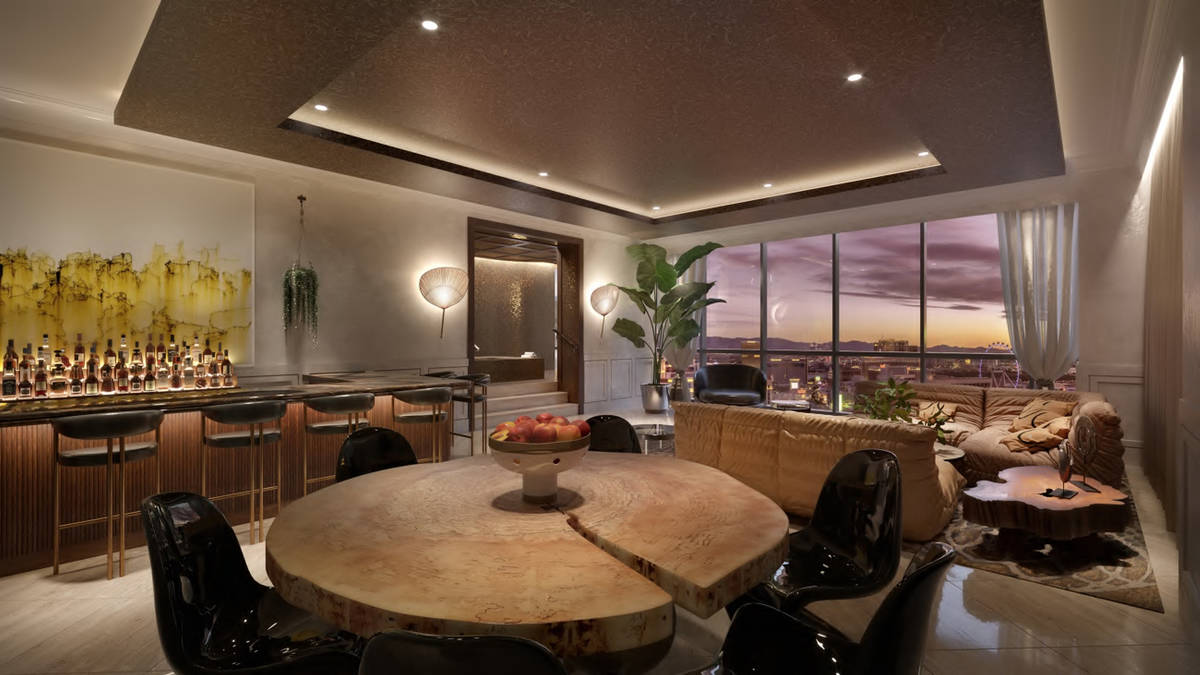 A rendering of a Virgin Hotels Las Vegas living room (courtesy Virgin Hotels Las Vegas)