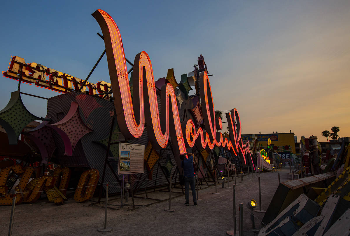 The Moulin Rouge sign is seen reilluminated at the Neon Museum in Las Vegas on Wednesday, Sept. ...