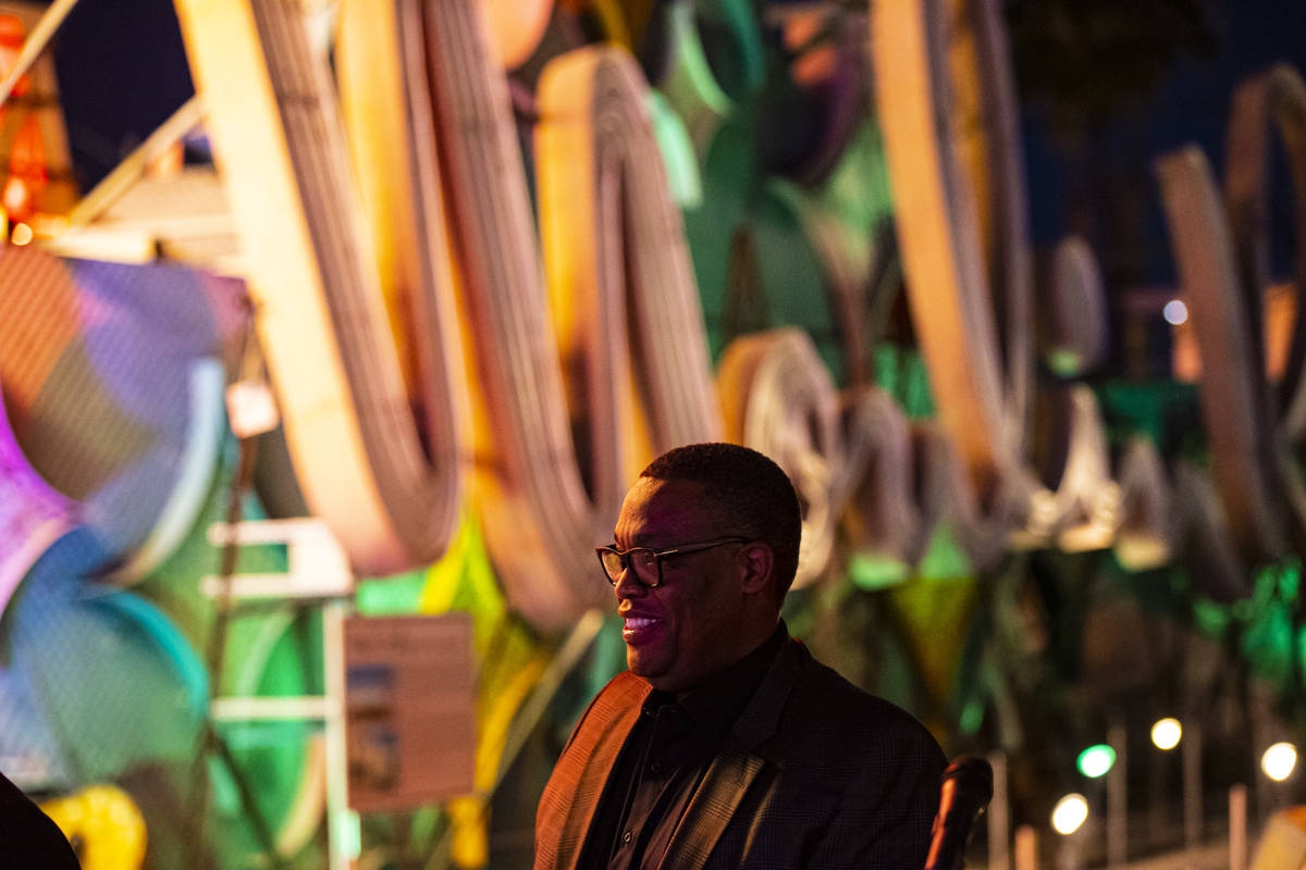 Las Vegas City Councilman Cedric Crear attends the reillumination of the Moulin Rouge sign at t ...
