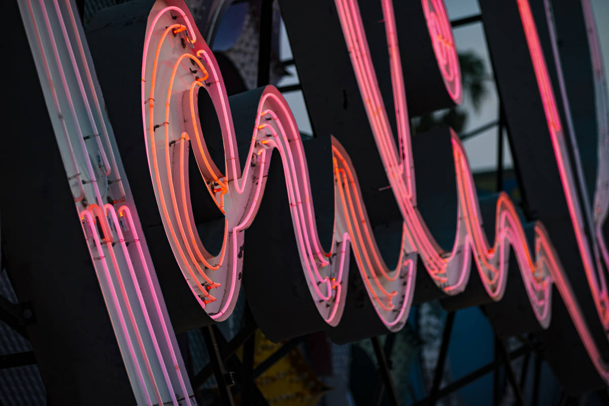 The Moulin Rouge sign is seen reilluminated at the Neon Museum in Las Vegas on Wednesday, Sept. ...