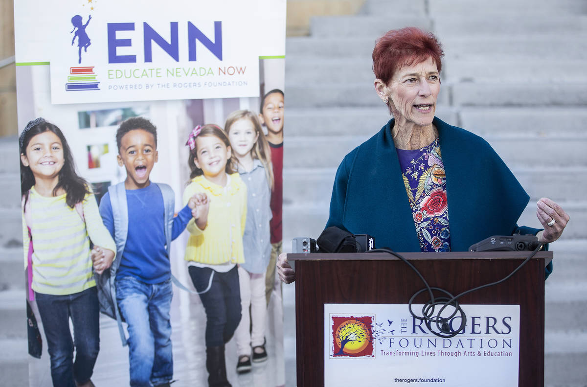 Beverly Rogers, chairman of The Rogers Foundation, speaks during a press conference on Wednesda ...