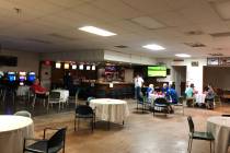 Canteen space of VFW Post 10047 in North Las Vegas, operating at half capacity, serving food an ...