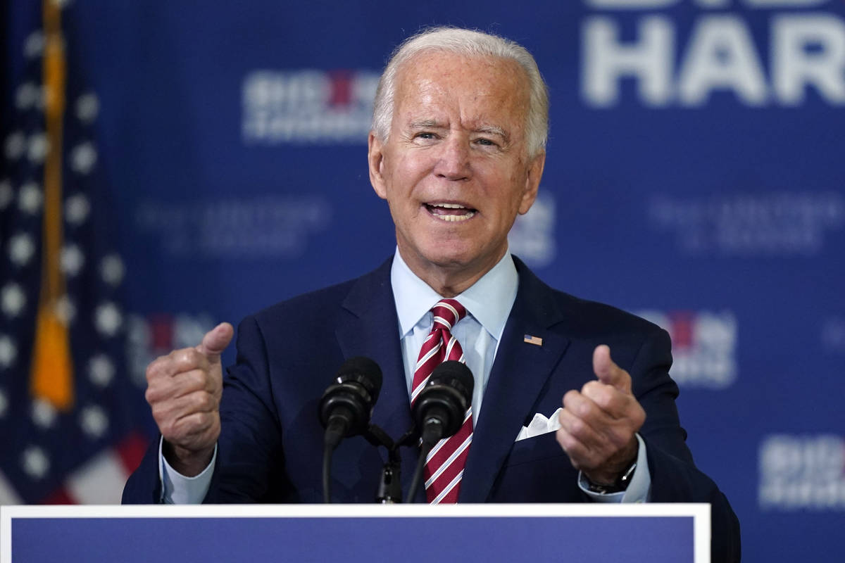 Former Vice President Joe Biden speaks during a roundtable discussion with veterans Tuesday, Se ...