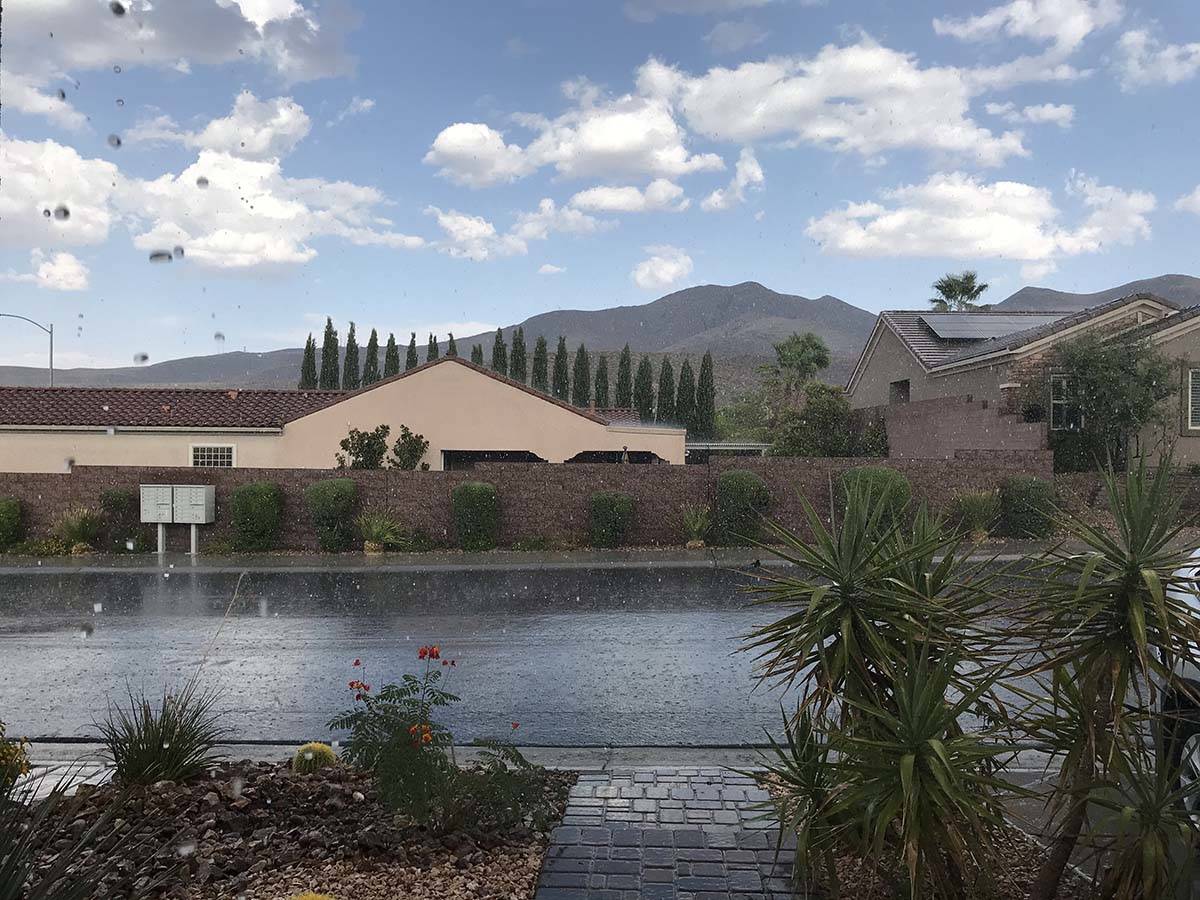 Rain fell briefly in Madeira Canyon near Henderson on Monday afternoon, Sept. 21, 2020. (Laura ...