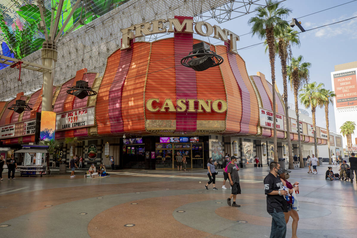 The Fremont Casino is seen on the Fremont Street Experience in downtown Las Vegas on Monday, Se ...