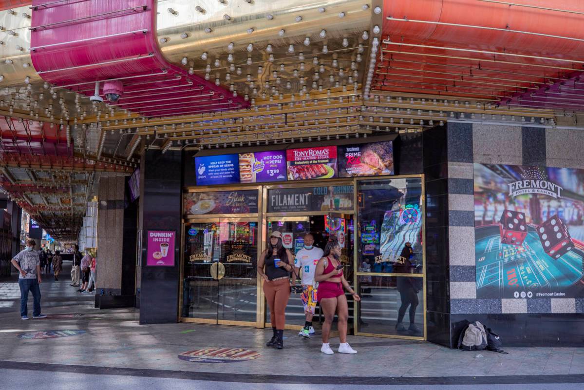 The Fremont Casino is seen on the Fremont Street Experience in downtown Las Vegas on Monday, Se ...