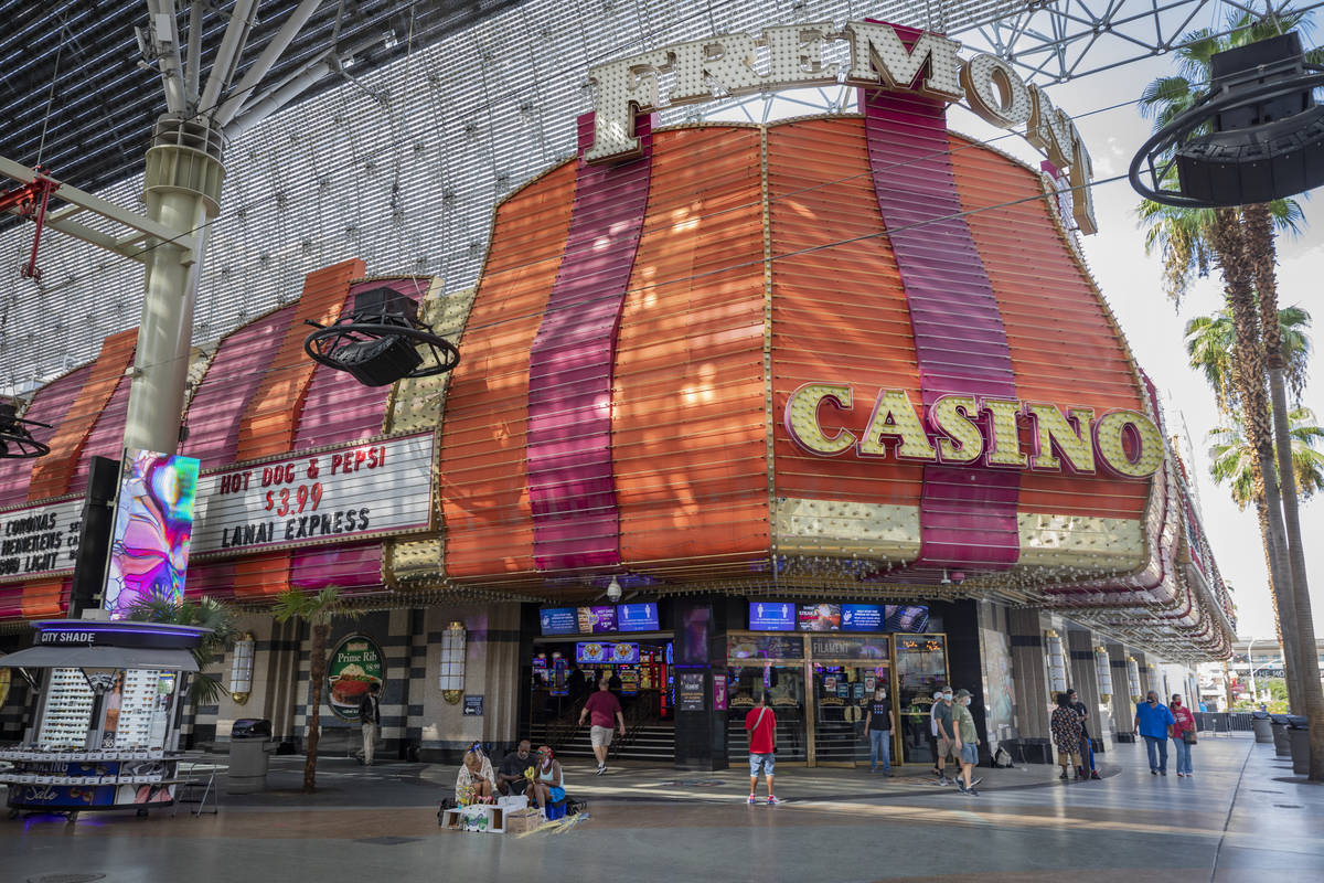 The Fremont Casino is seen on the Fremont Street Experience in downtown Las Vegas on Monday, Se ...