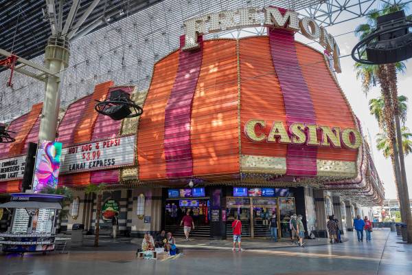 The Fremont Casino is seen on the Fremont Street Experience in downtown Las Vegas on Monday, Se ...