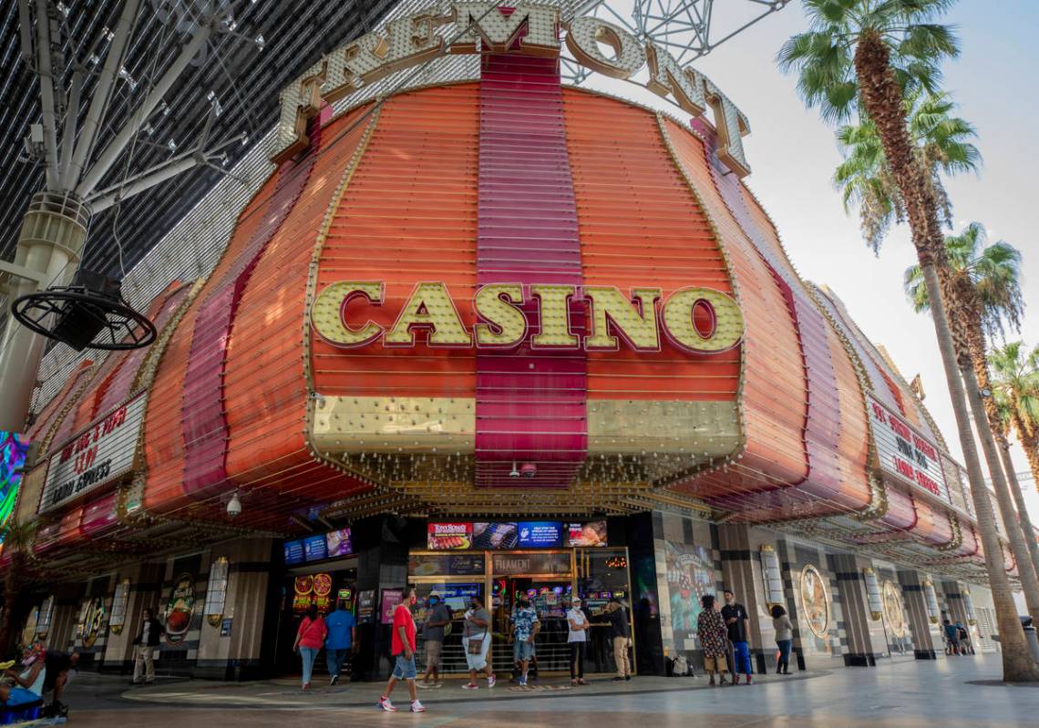 The Fremont Casino is seen on the Fremont Street Experience in downtown Las Vegas on Monday, Se ...