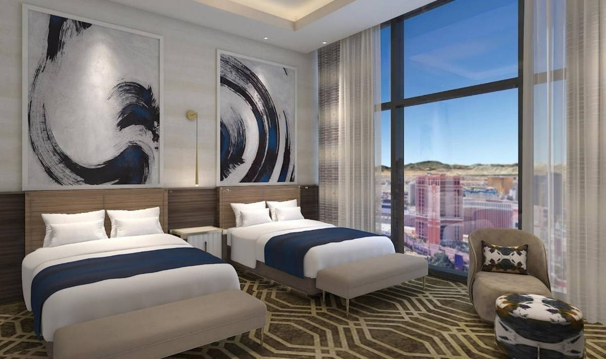 A rendering of a Crockfords Las Vegas suite inside Resorts World Las Vegas. (Resorts World)