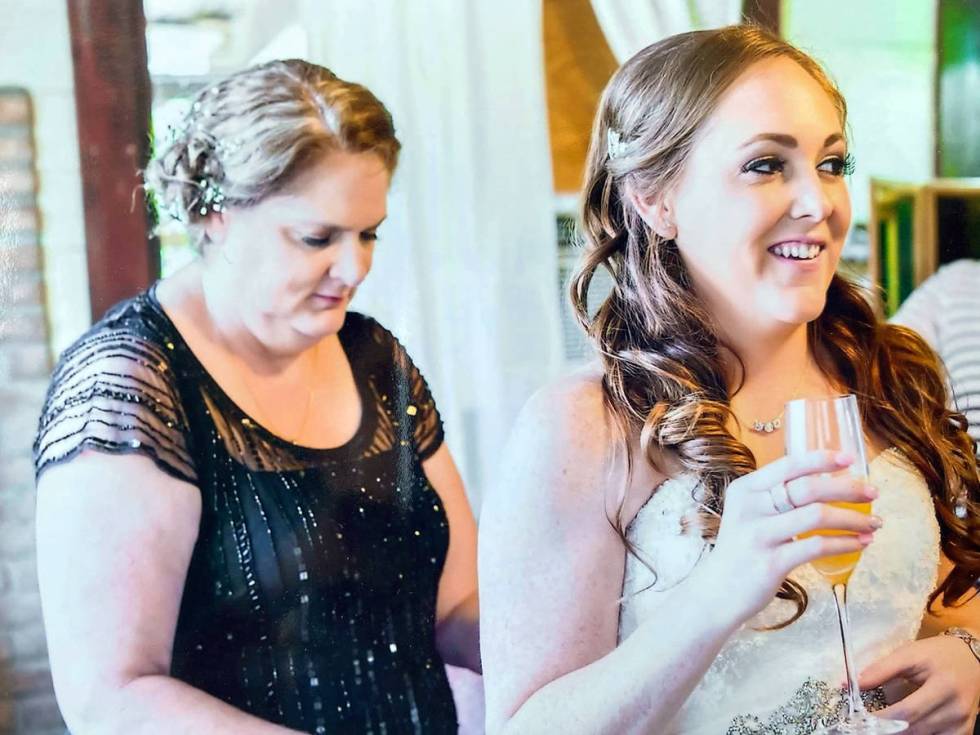 Kimberly Gervais, left, with her older daughter, Amber Manka, on Manka's wedding day in May 201 ...