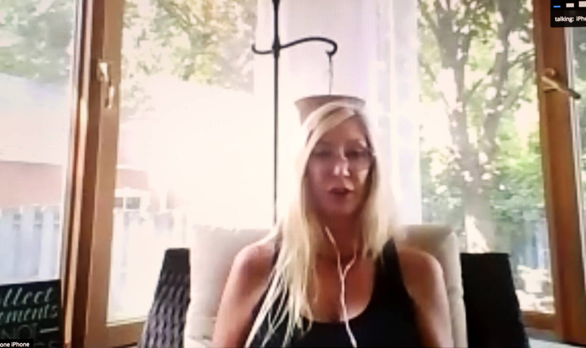 Route 91 Harvest festival shooting survivor Cyndi Spurloc during a Zoom call on Wednesday, Sept ...
