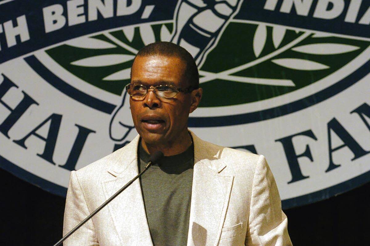 In a June 2, 2004, file photo, Gale Sayers addresses a luncheon sponsored by the College Footba ...
