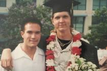 Geoffrey Going, left, celebrating the college graduation of his best friend, Kurt Anderson, in ...