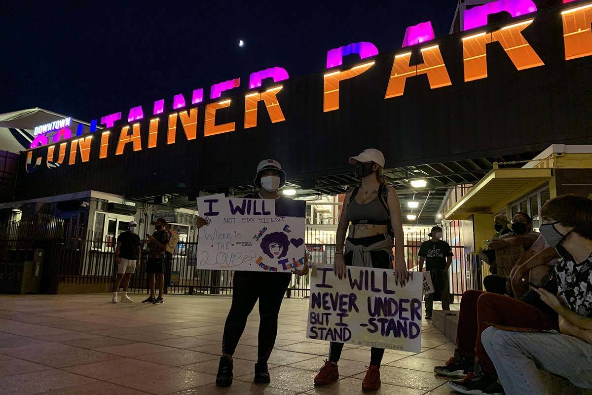 A protest calling for justice in the shooting death of Breonna Taylor took place Wednesday nigh ...