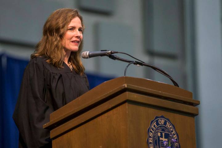 In this May 19, 2018, file photo, Amy Coney Barrett, United States Court of Appeals for the Sev ...
