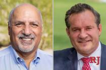 Stavros Anthony, left, and Ross Miller, candidates for Clark County Commission District C (Las ...