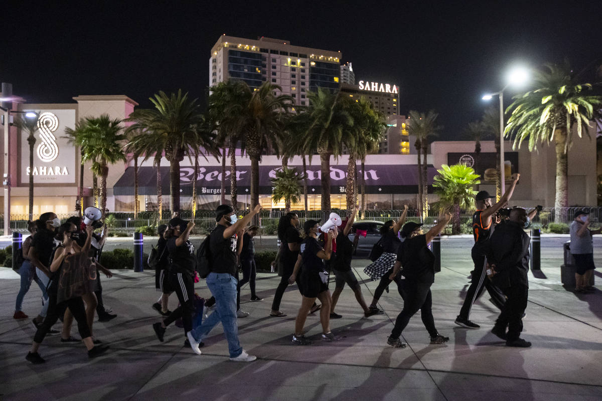 Protesters march to call for justice for Breonna Taylor in Las Vegas on Thursday, Sept. 24, 202 ...