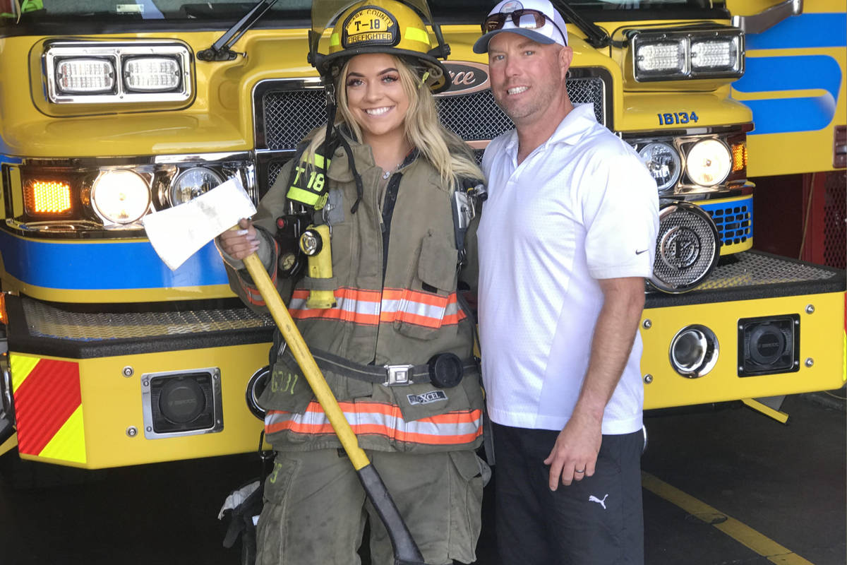 Dean McAuley, a firefighter of Valley Regional Fire Authority and Natalia Baca. On the night o ...