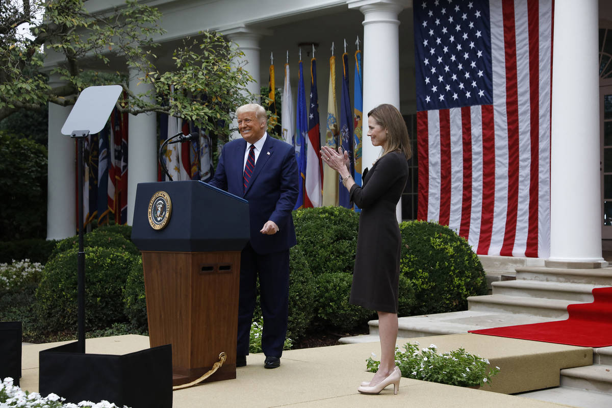 U.S. President Donald Trump introduces Judge Amy Coney Barrett as his the Supreme Court Associa ...