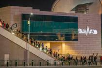 Protesters march to call for justice for Breonna Taylor on the Las Vegas Strip, Thursday, Sept. ...