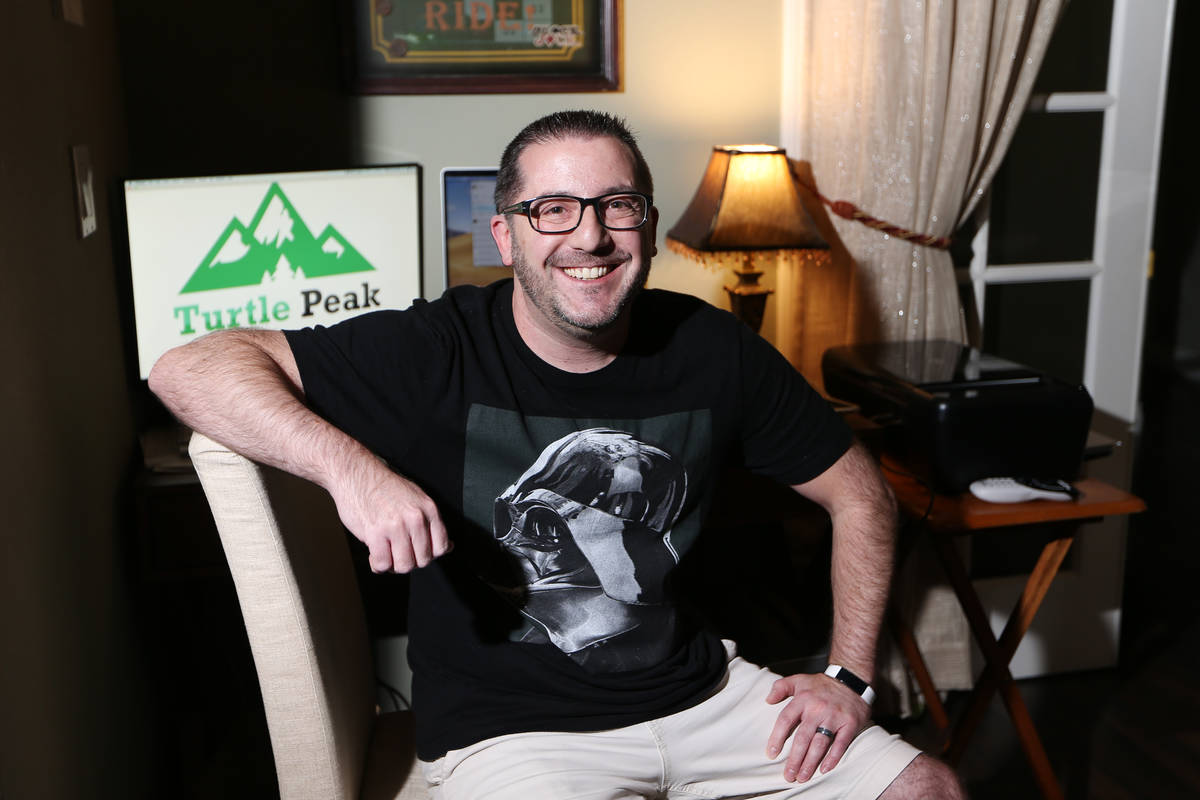 Mark Nagle, chief operating officer of Turtle Peak, poses for a portrait at his home in Las Veg ...