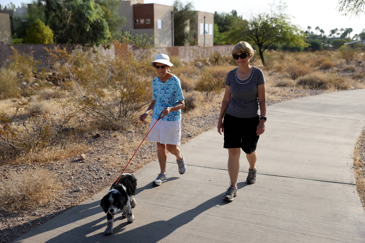 Katie Craven, right, 67, and her mother, Ruth Sidorowicz, 91, walk Sidorowicz's cocker spaniel ...