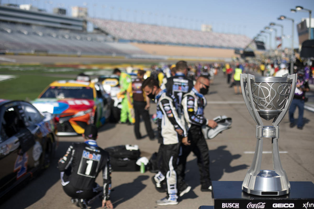 The Cup is displayed before a NASCAR Cup Series auto race begins on Sunday, Sept. 27, 2020 ...