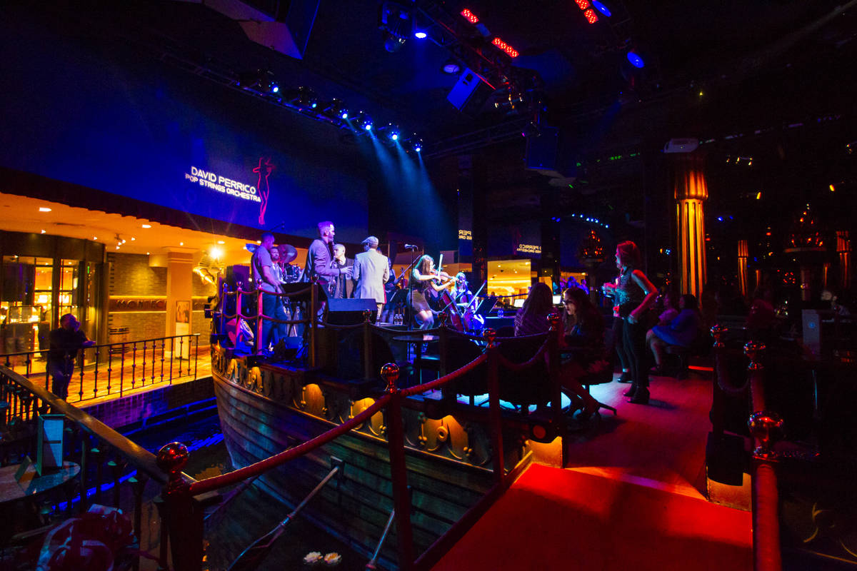 The David Perrico Pop Strings Orchestra performs at Cleopatra's Barge at Caesars Palace in Las ...