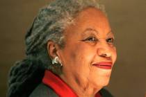 American Nobel laureate Toni Morisson smiles during a press conference at the Louvre Museum in ...