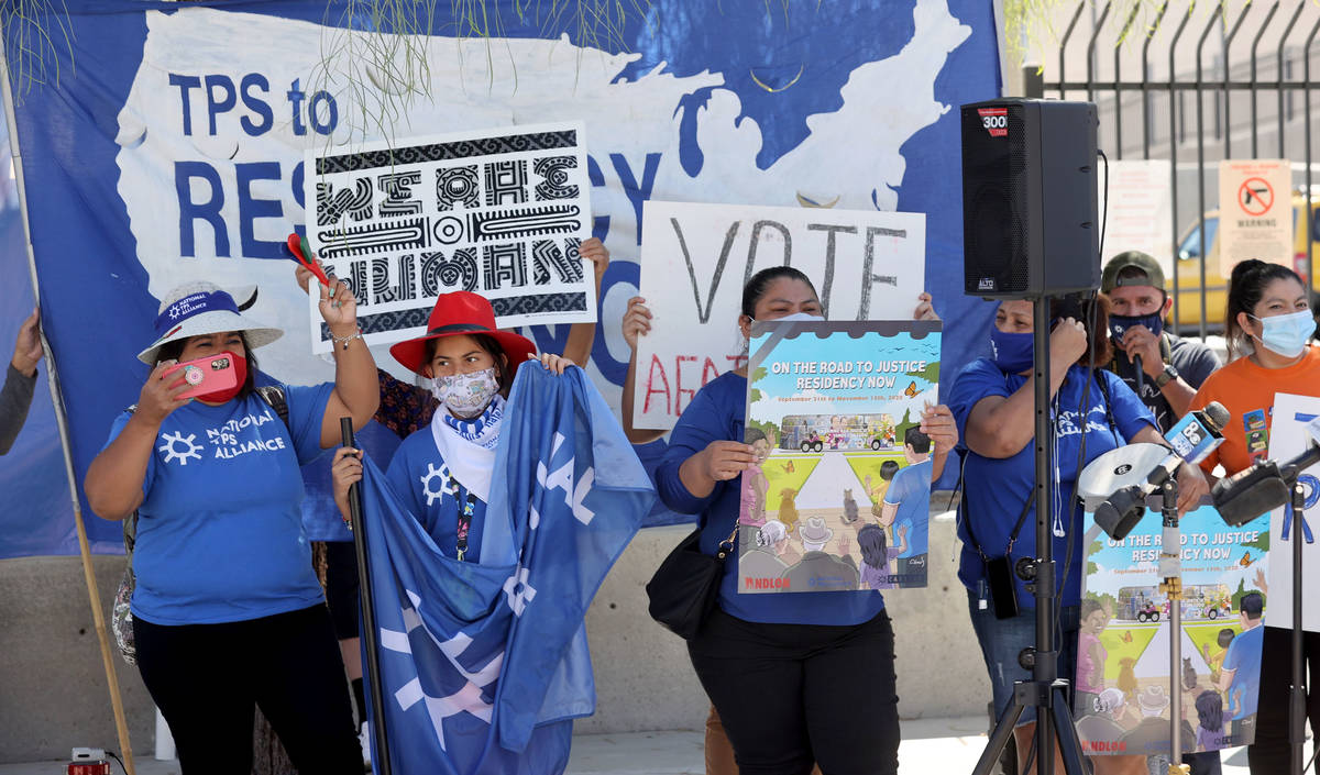 Temporary protected status (TPS) families during a press conference at Lloyd George U.S. Courth ...