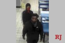 Two of the three suspects wanted in a string of southeast Las Vegas Valley armed robberies are ...