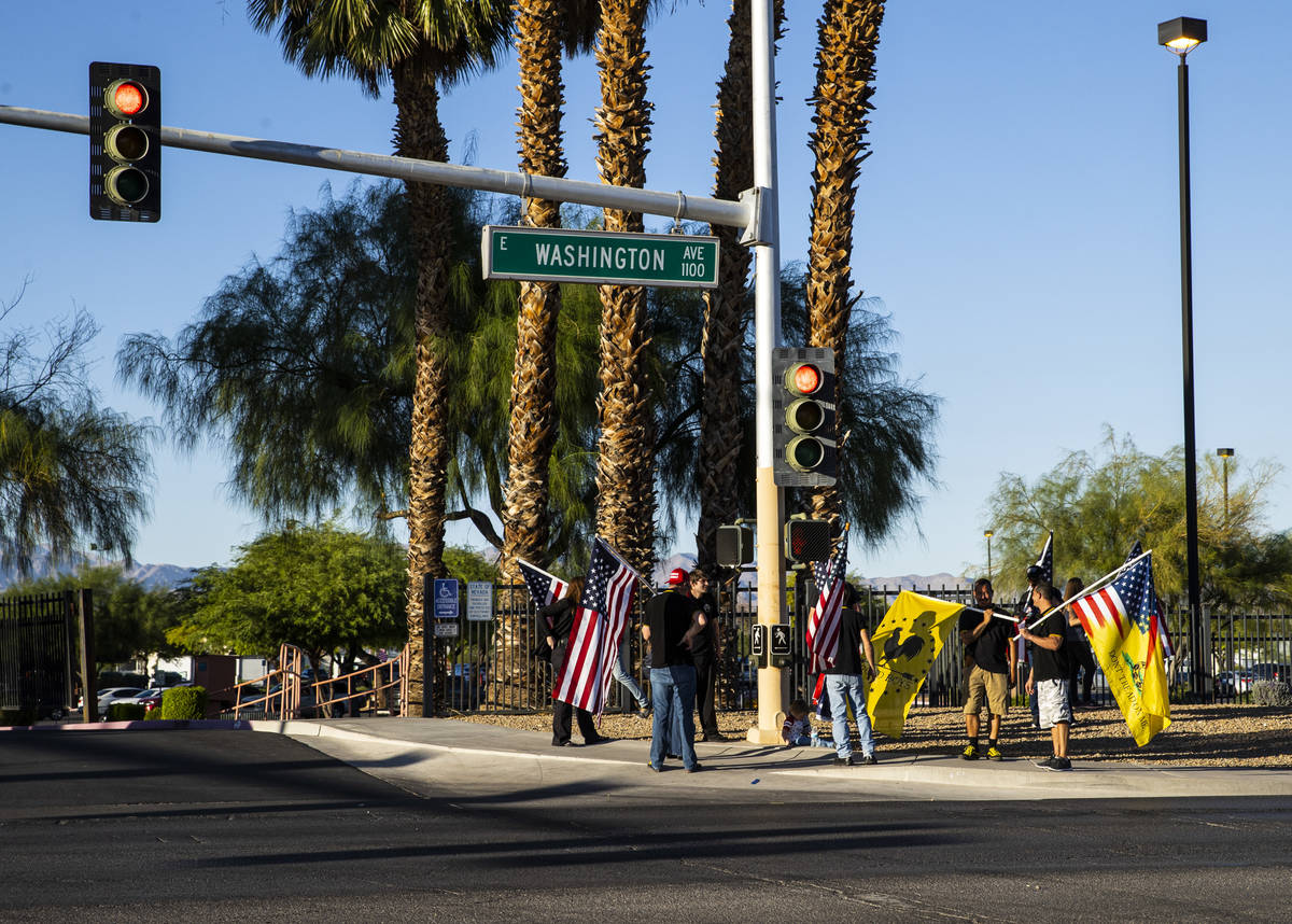 during a parade in support of law enforcement and President Donald Trump in Las Vegas on Wednes ...