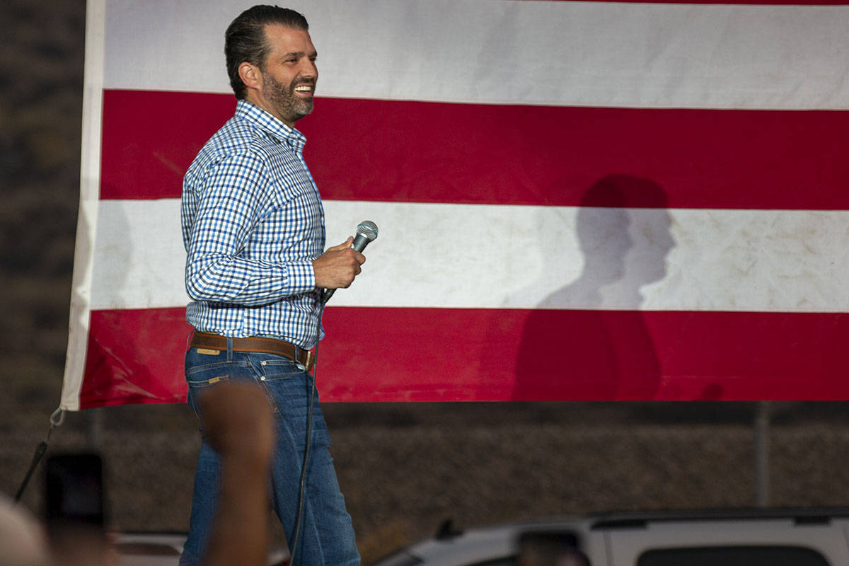 Donald Trump Jr. stumps for his father's presidential re-election campaign at Peterbilt Truck P ...